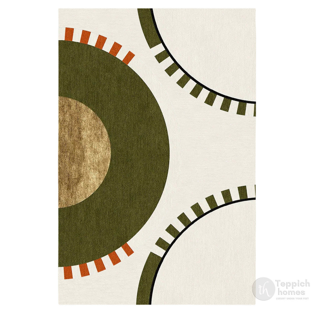 Image of White and Green rug 7x10, 8x13, 9x12, 10x13, Geometric wool, Hand tufted area rugs, Best for Bed, Living room