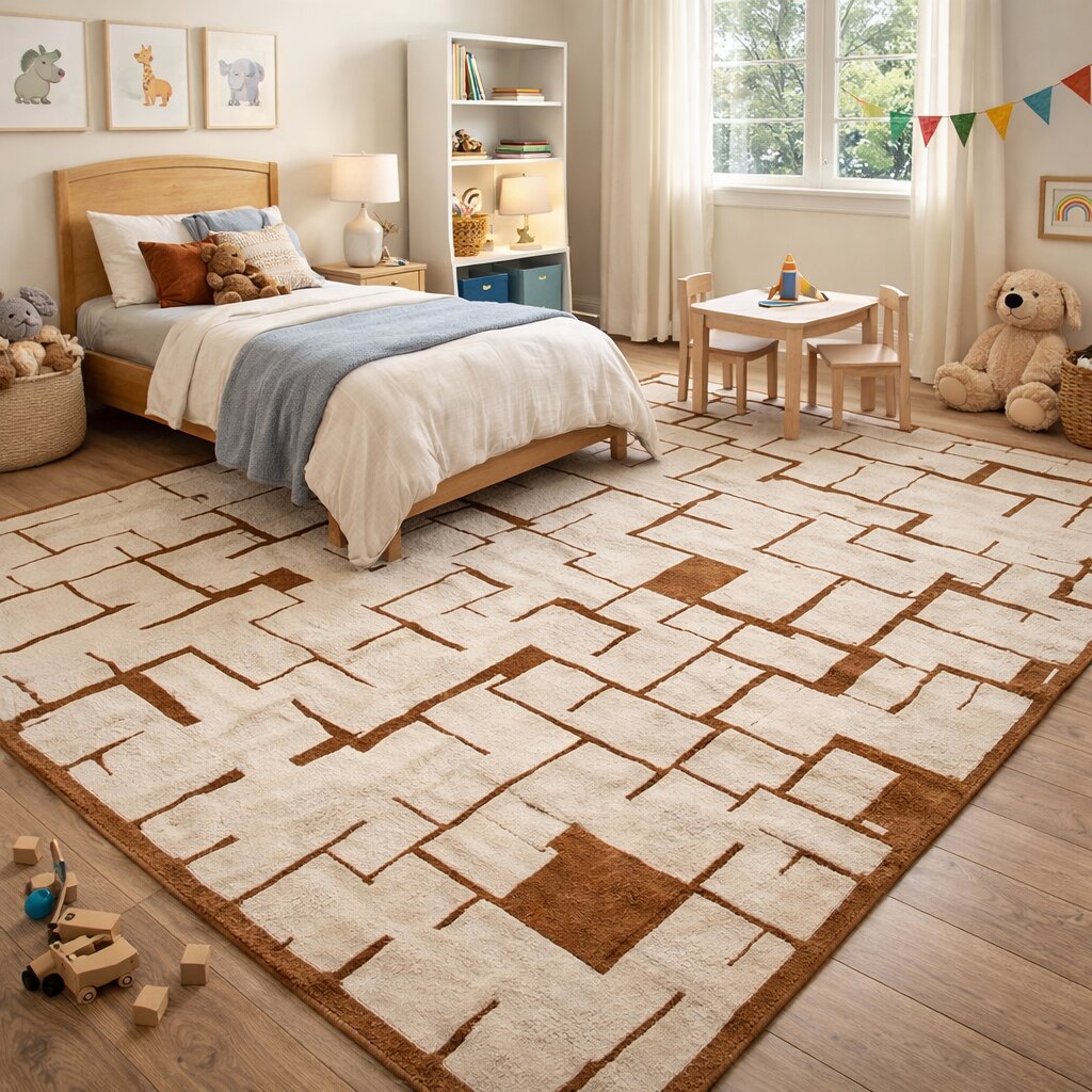 Contemporary Abstract Maze Wool Rug