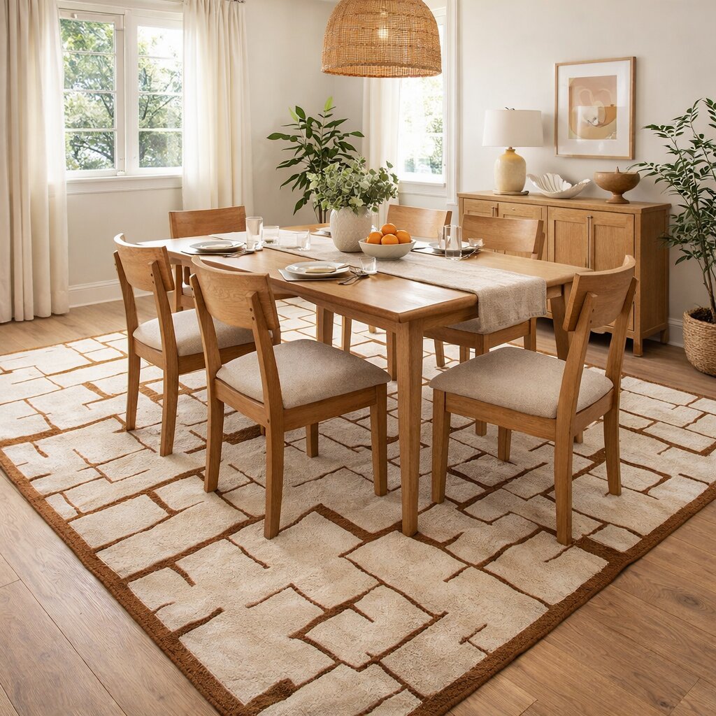 Contemporary Abstract Maze Wool Rug