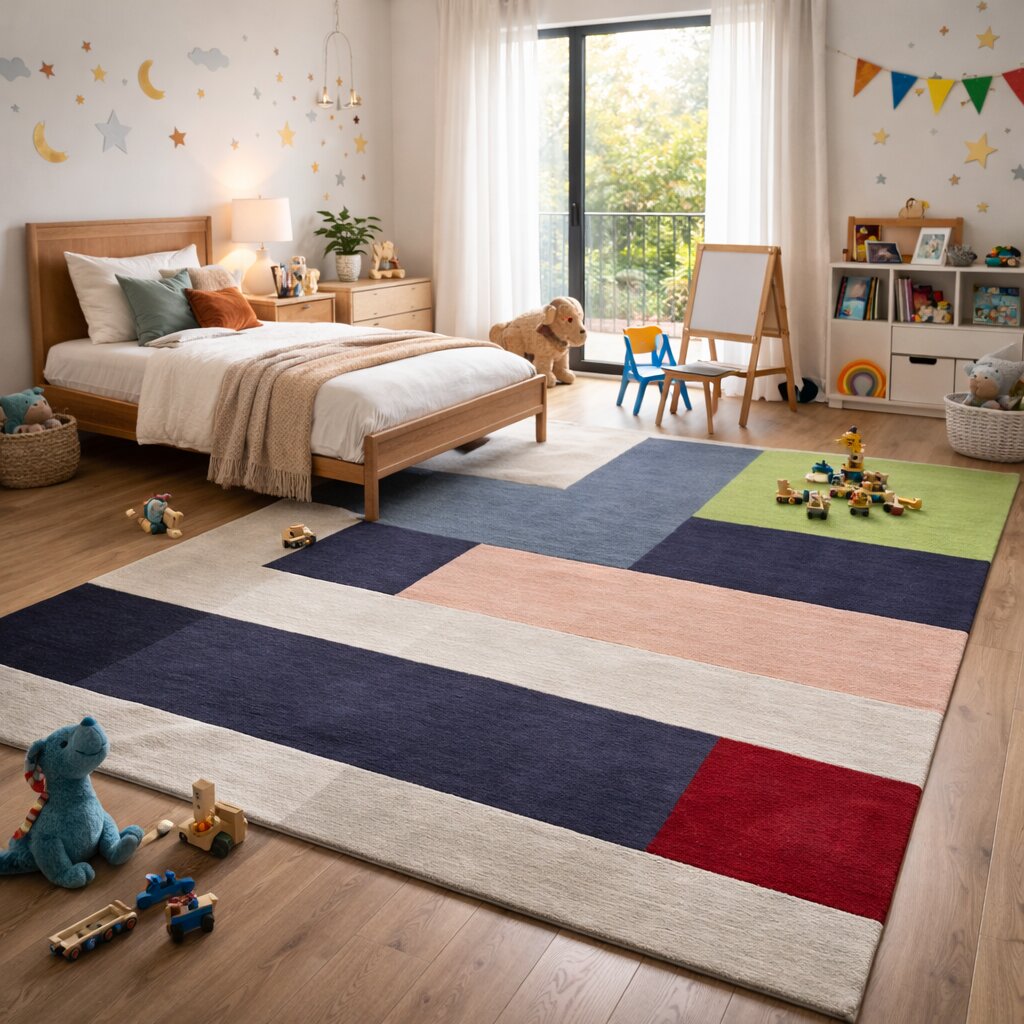 Geometric Color Block Multicolor Rug