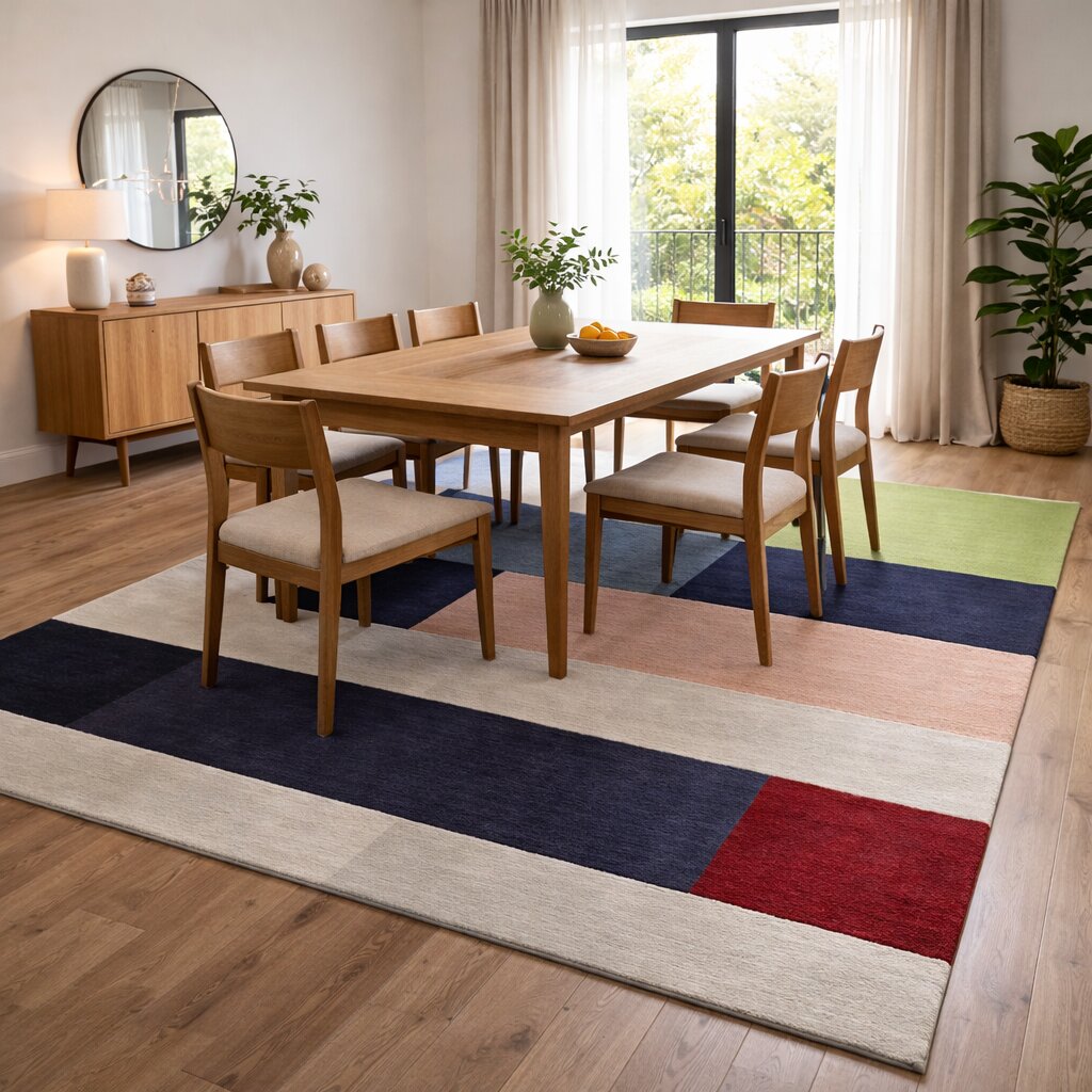 Geometric Color Block Multicolor Rug