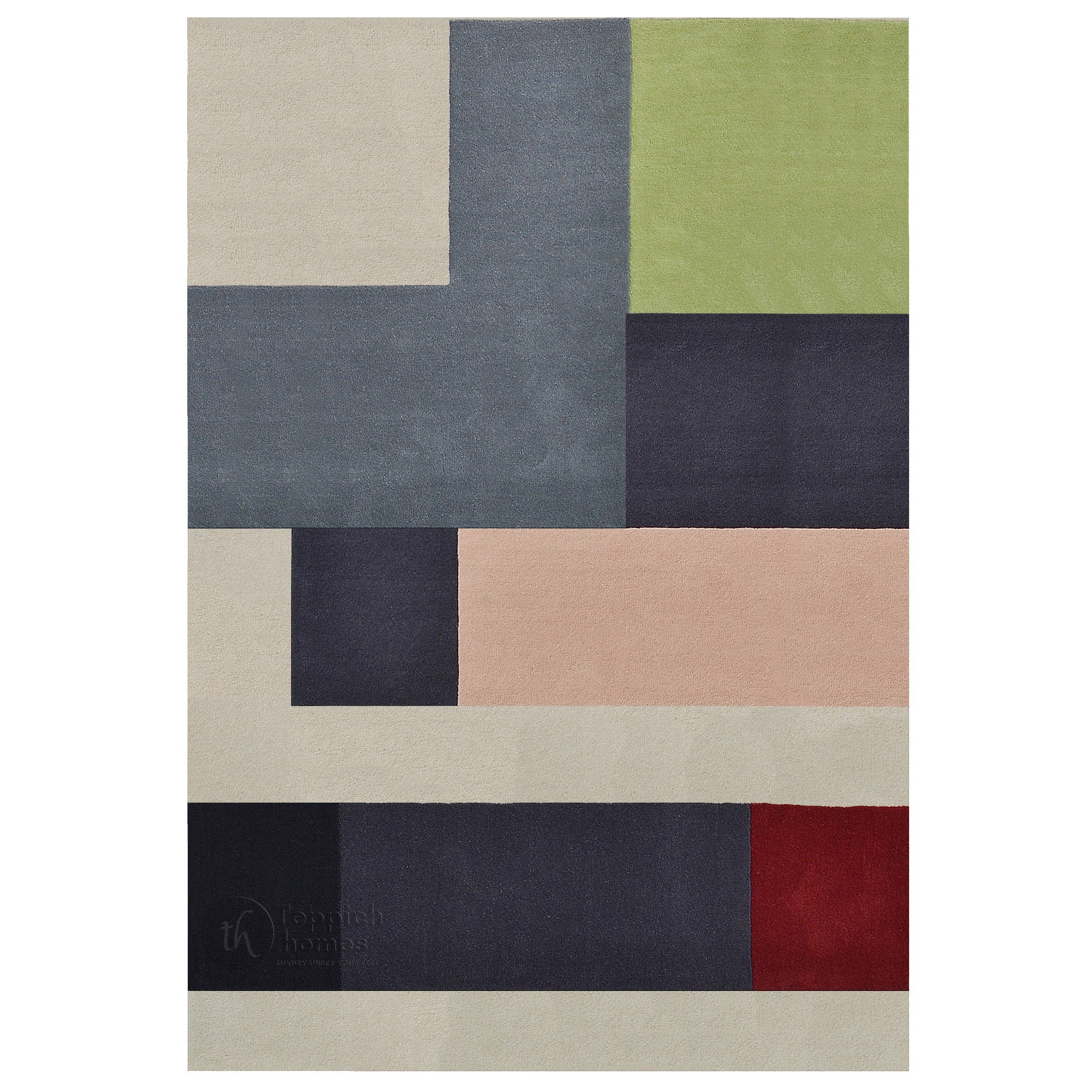 Colour Blocks Violet Rug Geometric Color Block Multicolor Rug | 8x10 feet