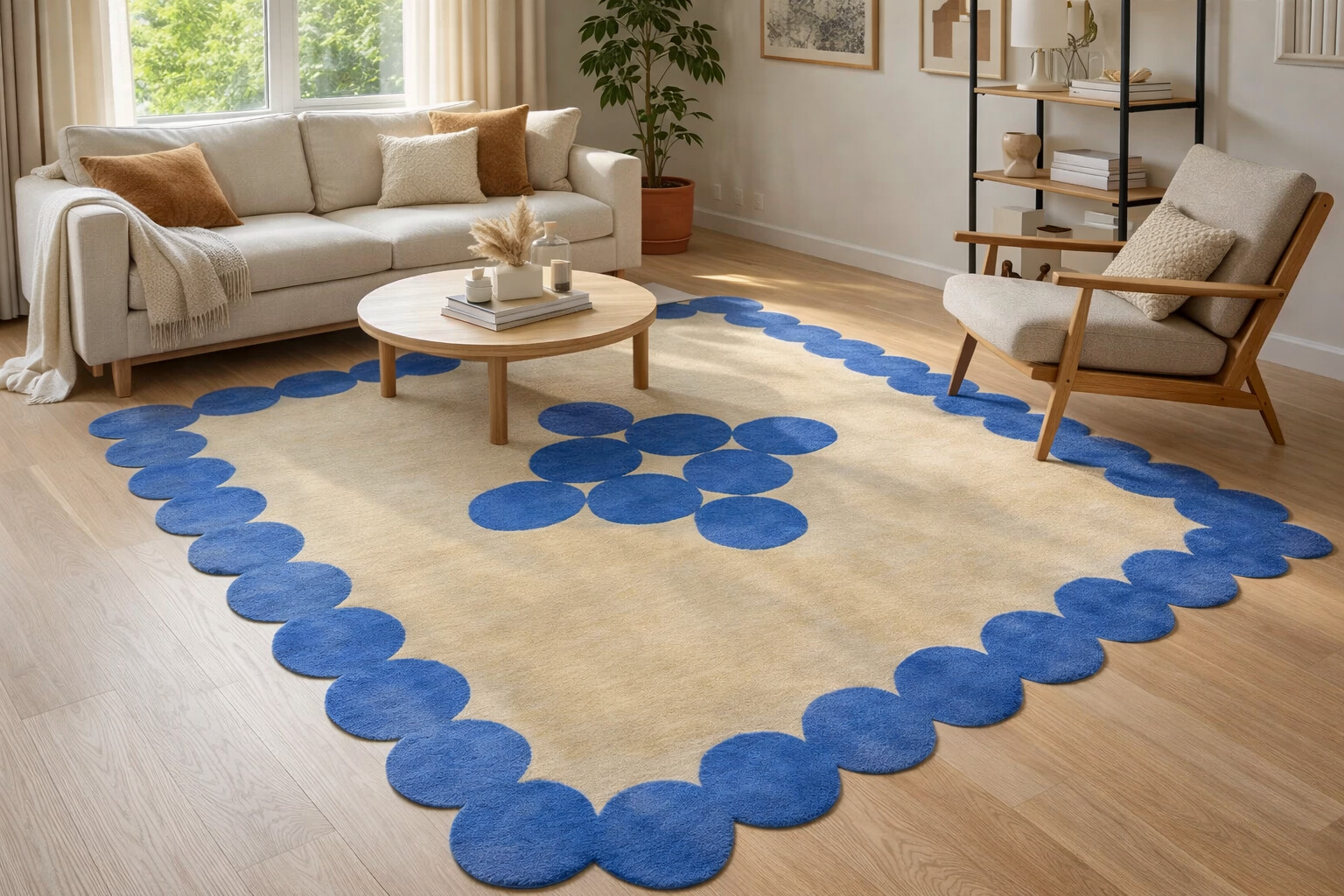 Hand Tufted Area Rugs in Beige and Blue Perfect for Dining Rooms and Hallways 5x8 6x10 8x11 9x12