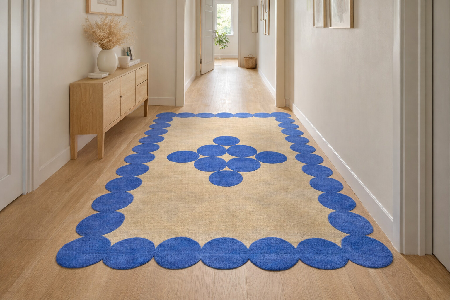 Hand Tufted Area Rugs in Beige and Blue Perfect for Dining Rooms and Hallways 5x8 6x10 8x11 9x12