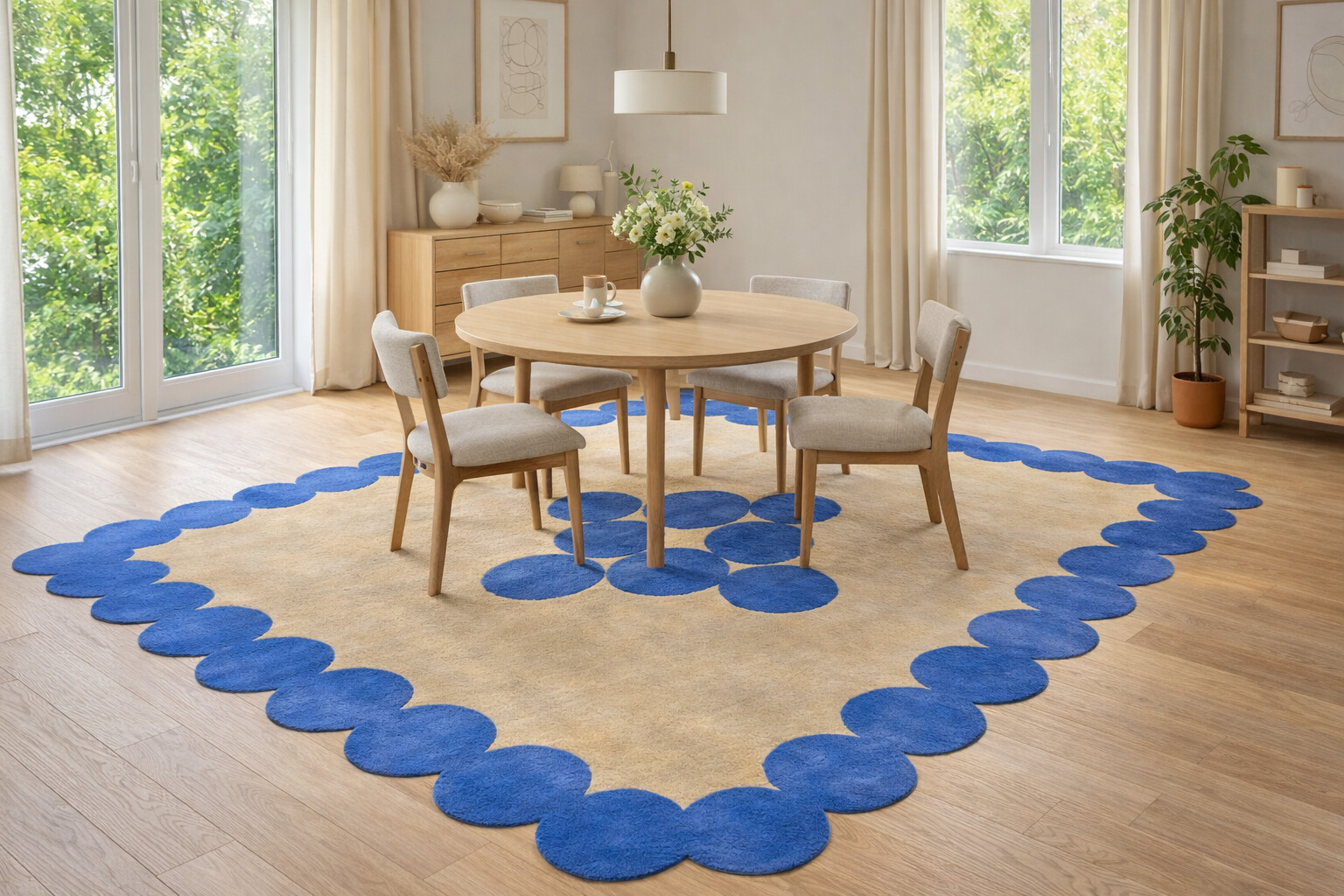 Hand Tufted Area Rugs in Beige and Blue Perfect for Dining Rooms and Hallways 5x8 6x10 8x11 9x12
