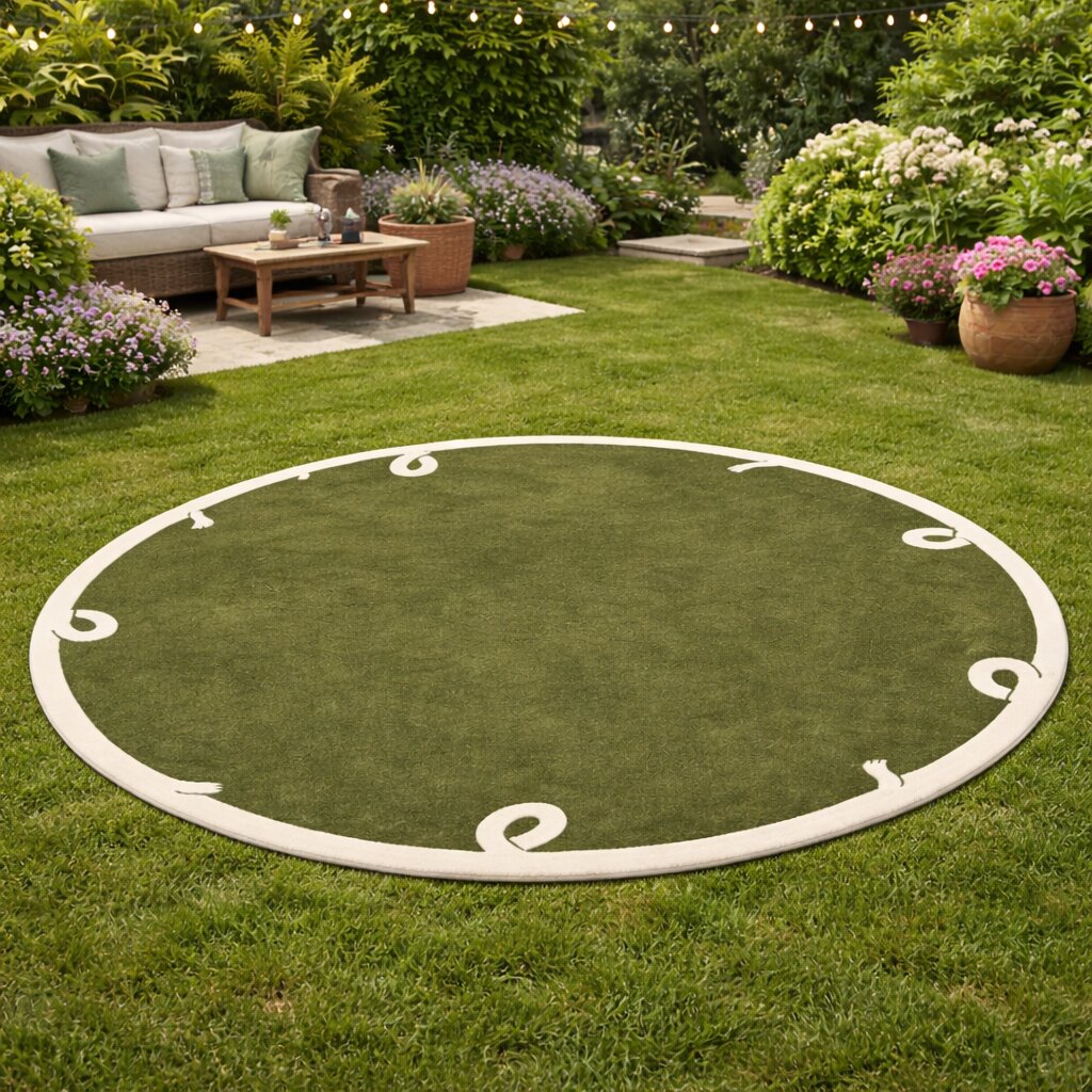 Hand Tufte Round Rug 6x6 7x7 8x8 9x9 Green Area Rug Bedroom