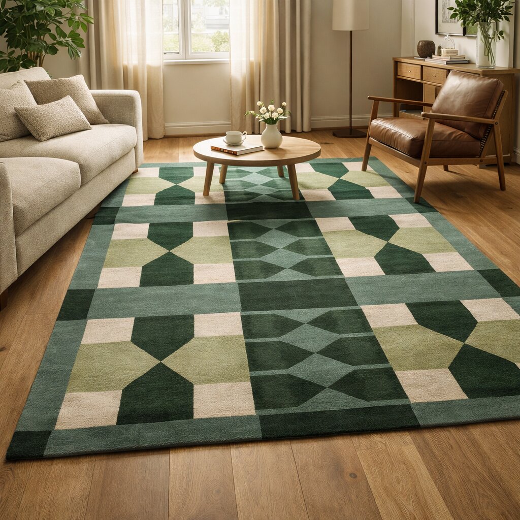 Hand Tufted Green Wool Area Rugs Hallways Dining Rooms 7x10 8x11 9x12 10x13 Modern Home Dcor