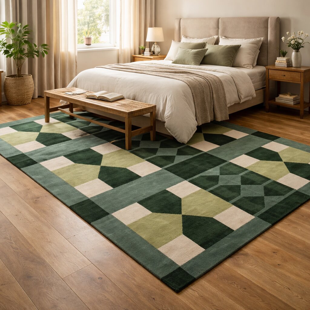 Hand Tufted Green Wool Area Rugs Hallways Dining Rooms 7x10 8x11 9x12 10x13 Modern Home Dcor