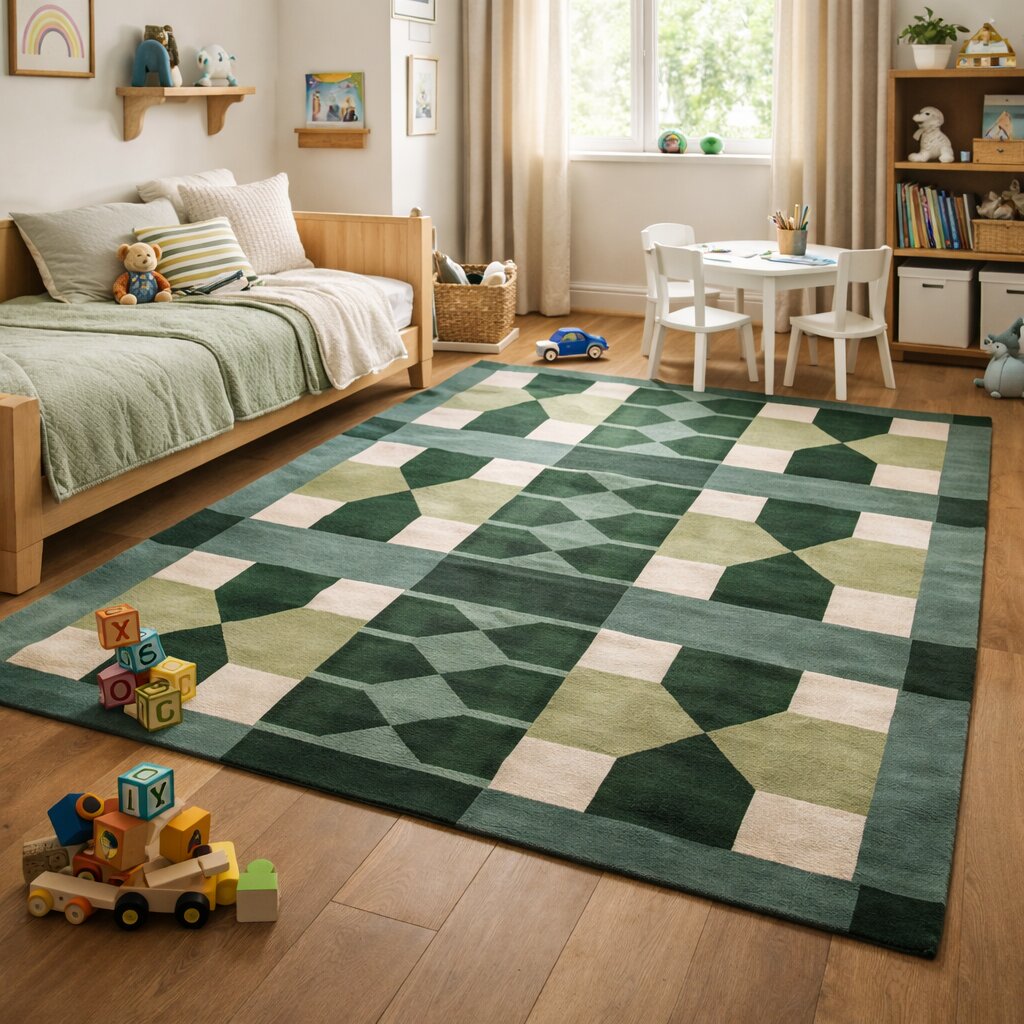 Hand Tufted Green Wool Area Rugs Hallways Dining Rooms 7x10 8x11 9x12 10x13 Modern Home Dcor