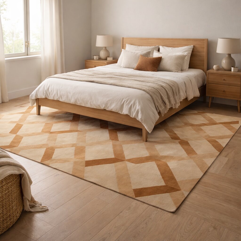 Amber Lattice Illusion Living Room Rug