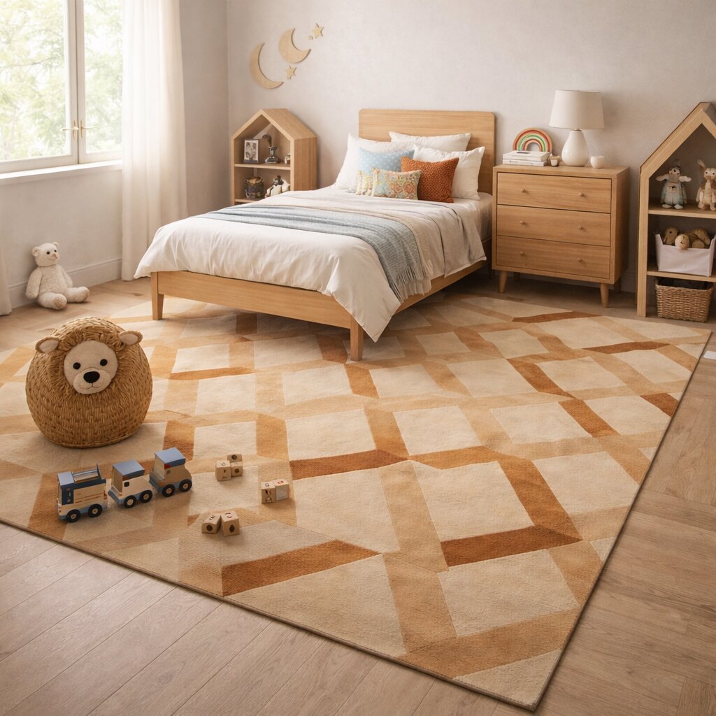 Amber Lattice Illusion Living Room Rug