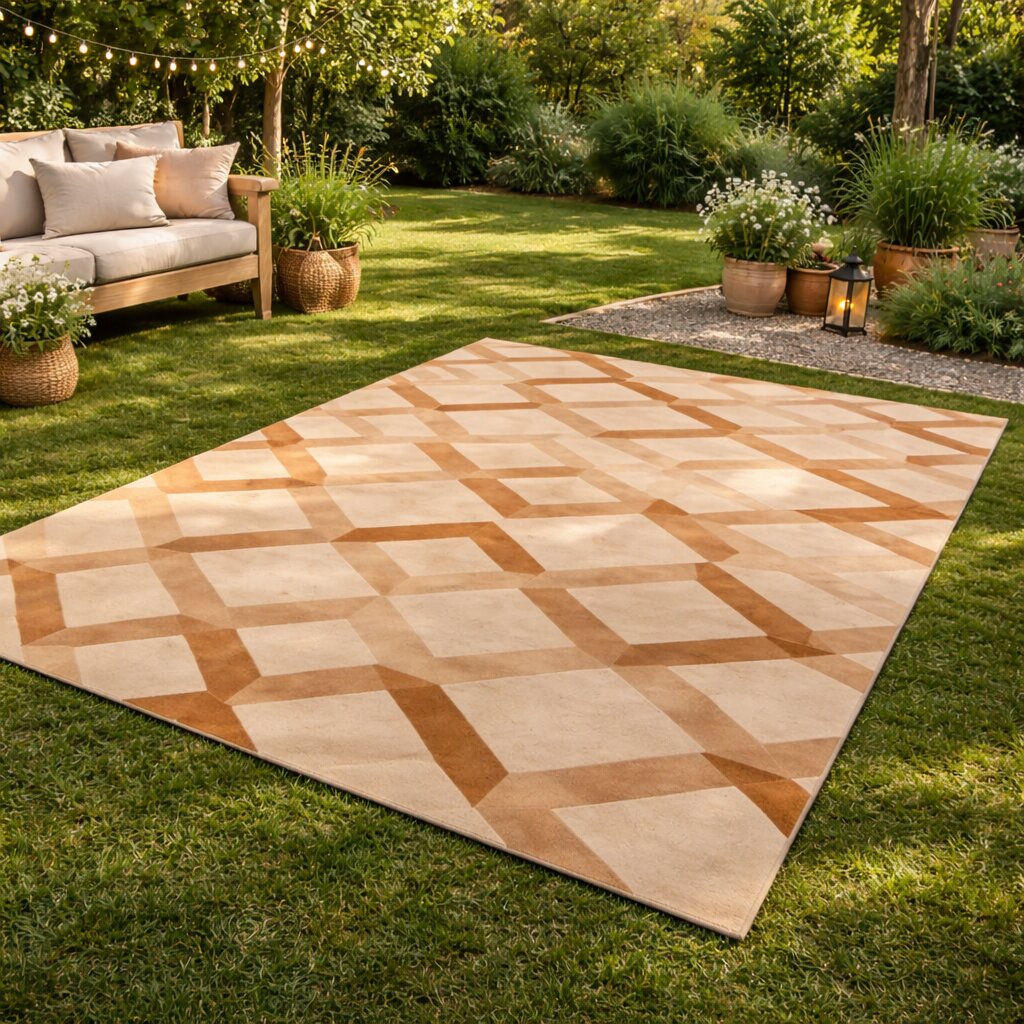 Amber Lattice Illusion Living Room Rug