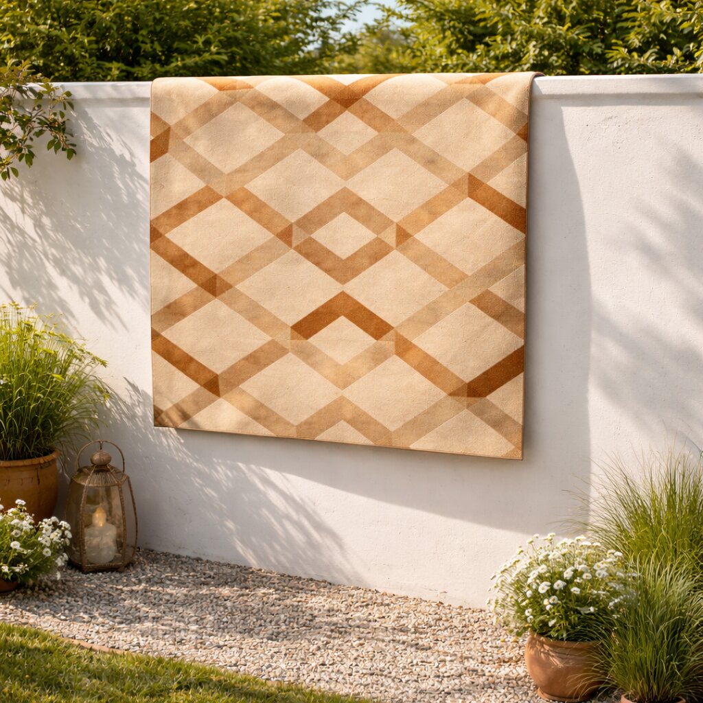 Amber Lattice Illusion Living Room Rug