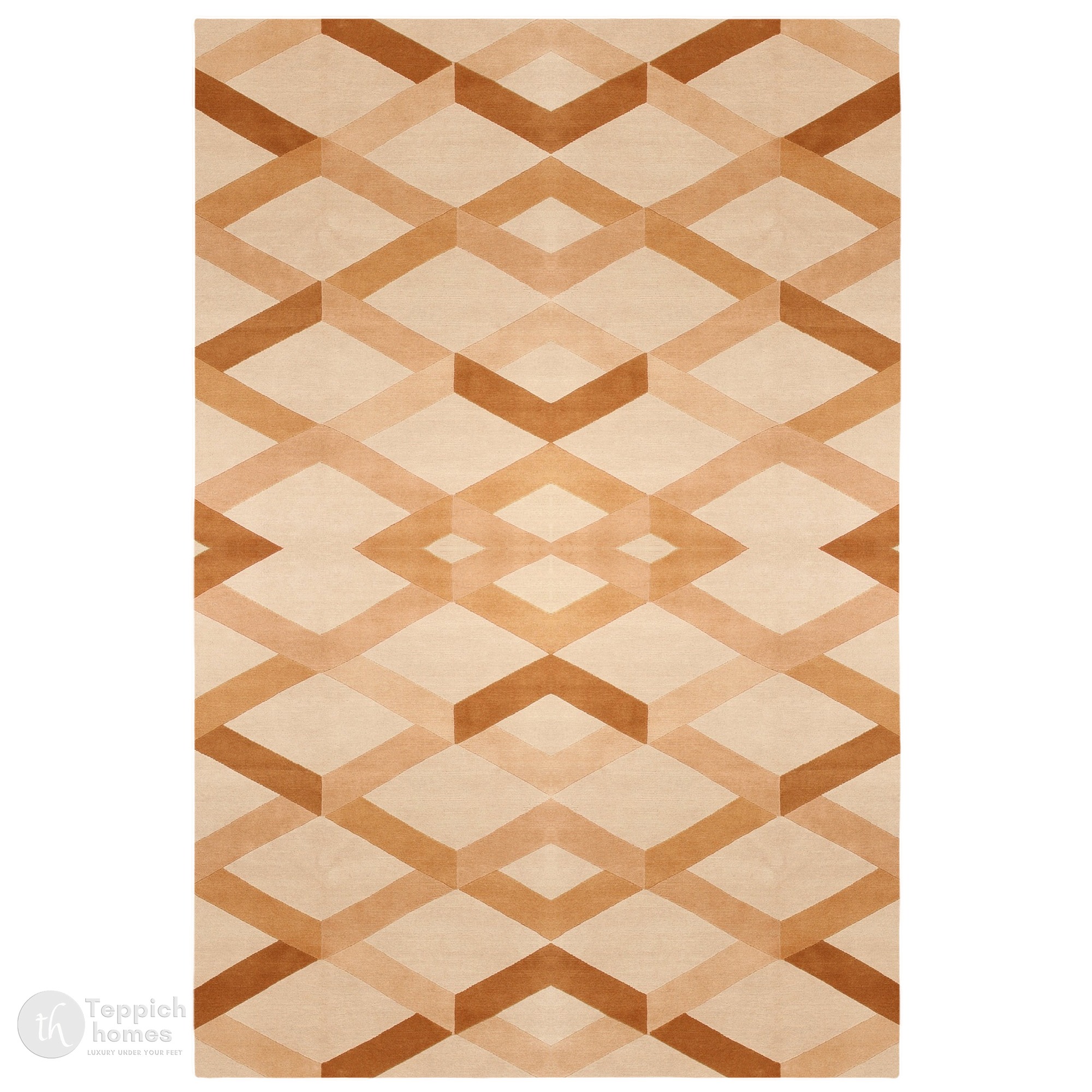 Amber Lattice Illusion Living Room Rug