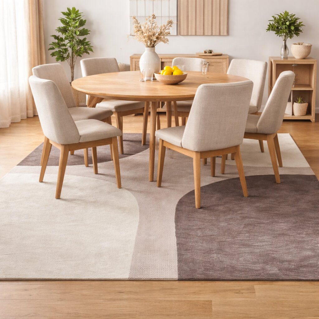 Modern Grey and White Geometric Area Rug Handmade Wool Carpet Contemporary Living Room and Bedroom Decor