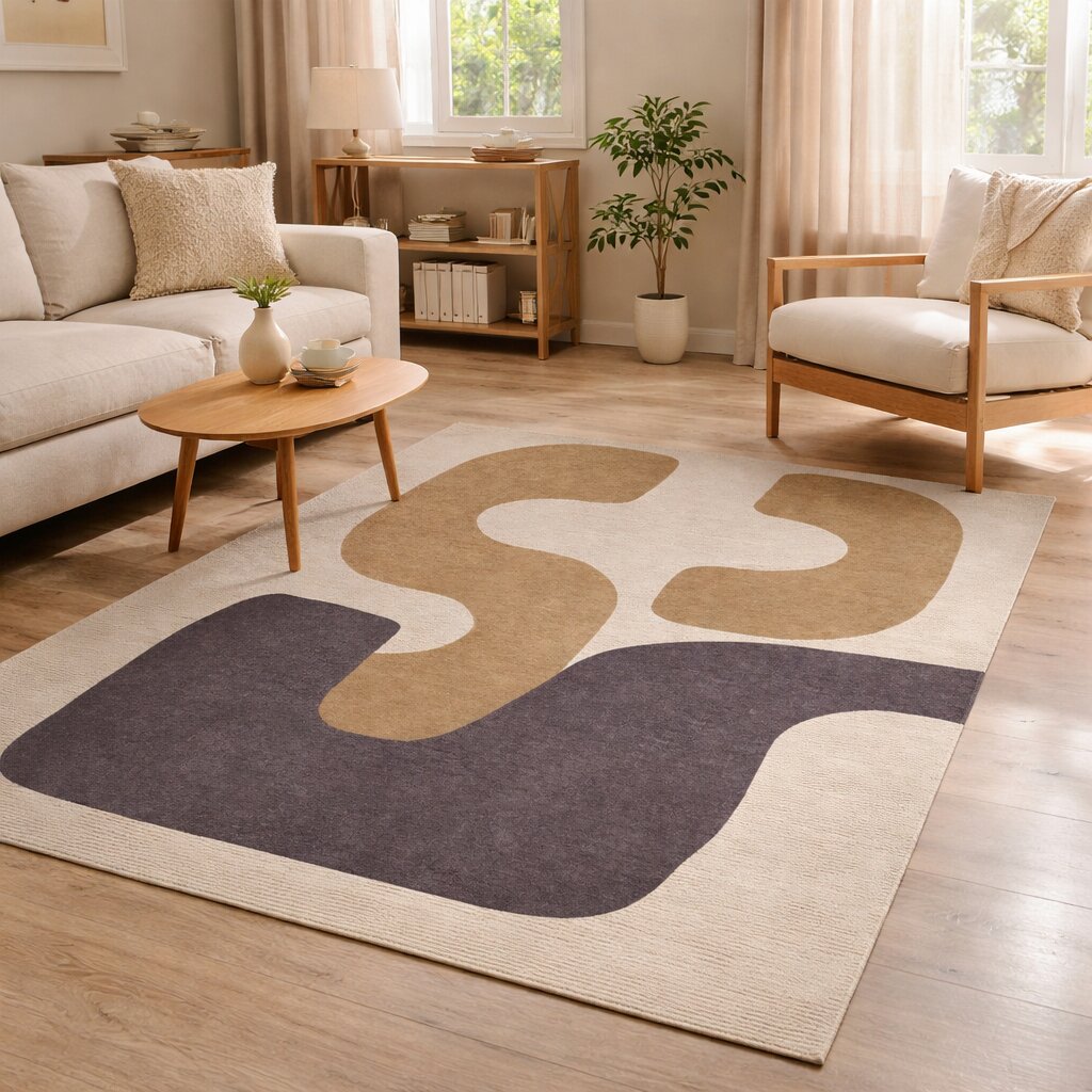 Bold Neutral Flow Hand Tufted Rug