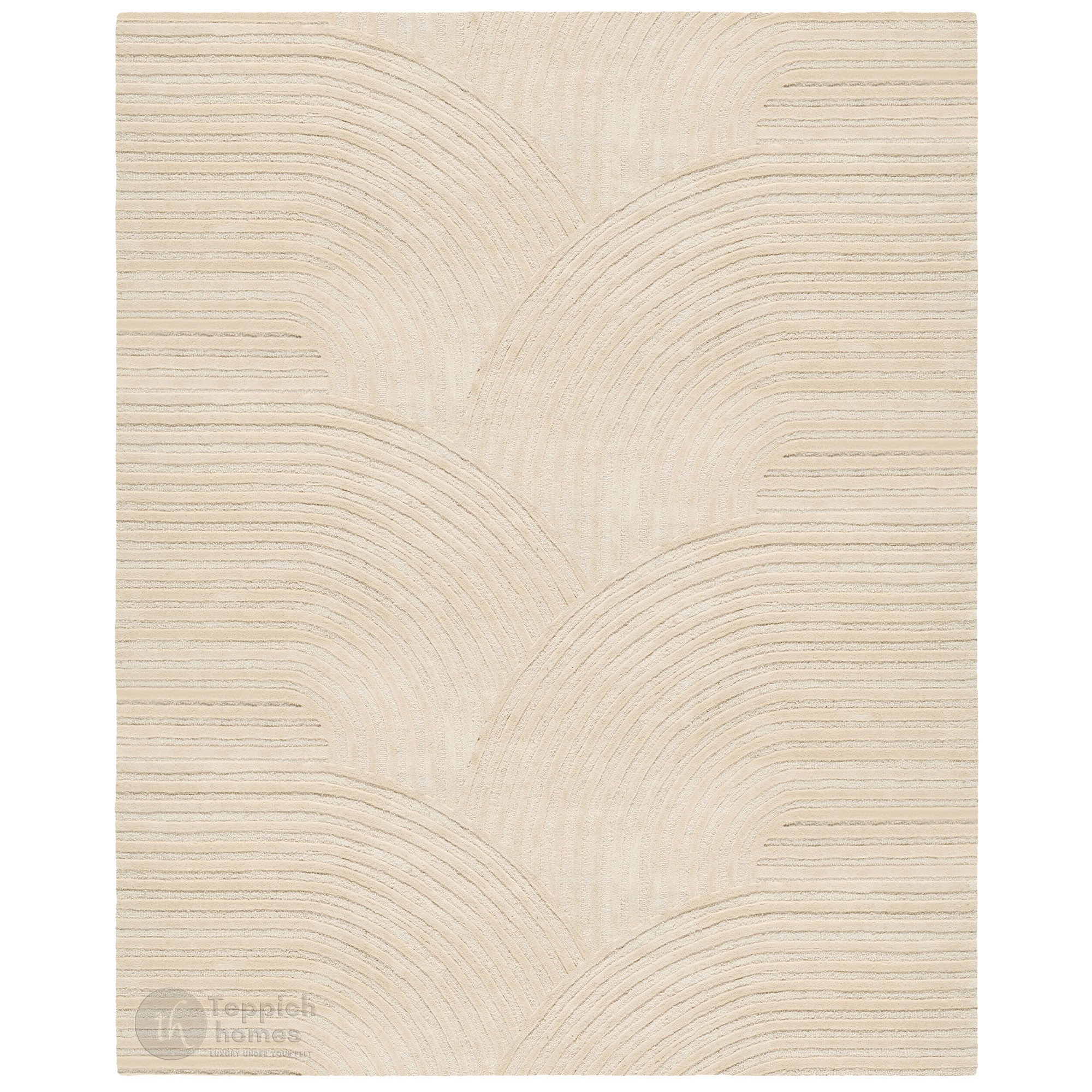 Hand Tufted Wool Cream Area Rug Geometric Design for Hallways Living Rooms 7x10 8x11 9x12 9x13