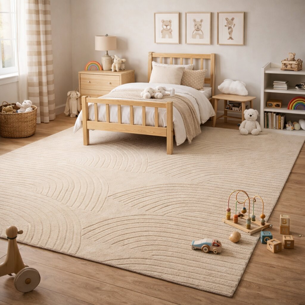 Beige Wool Rugs Hand Tufted Carpets 6x8 6x9 7x10 8x10 Sizes Geometric Design for Dining Living Rooms