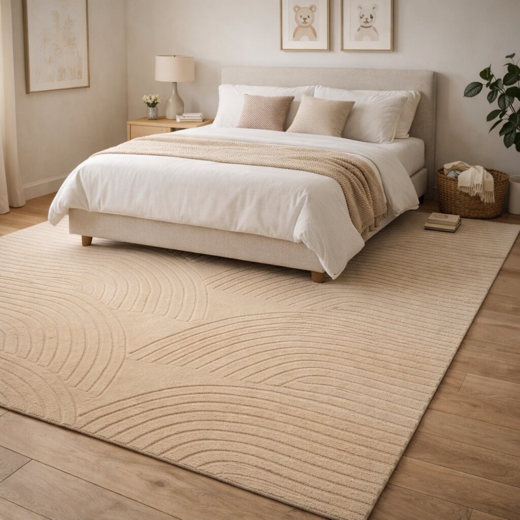 Beige Wool Rugs Hand Tufted Carpets 6x8 6x9 7x10 8x10 Sizes Geometric Design for Dining Living Rooms