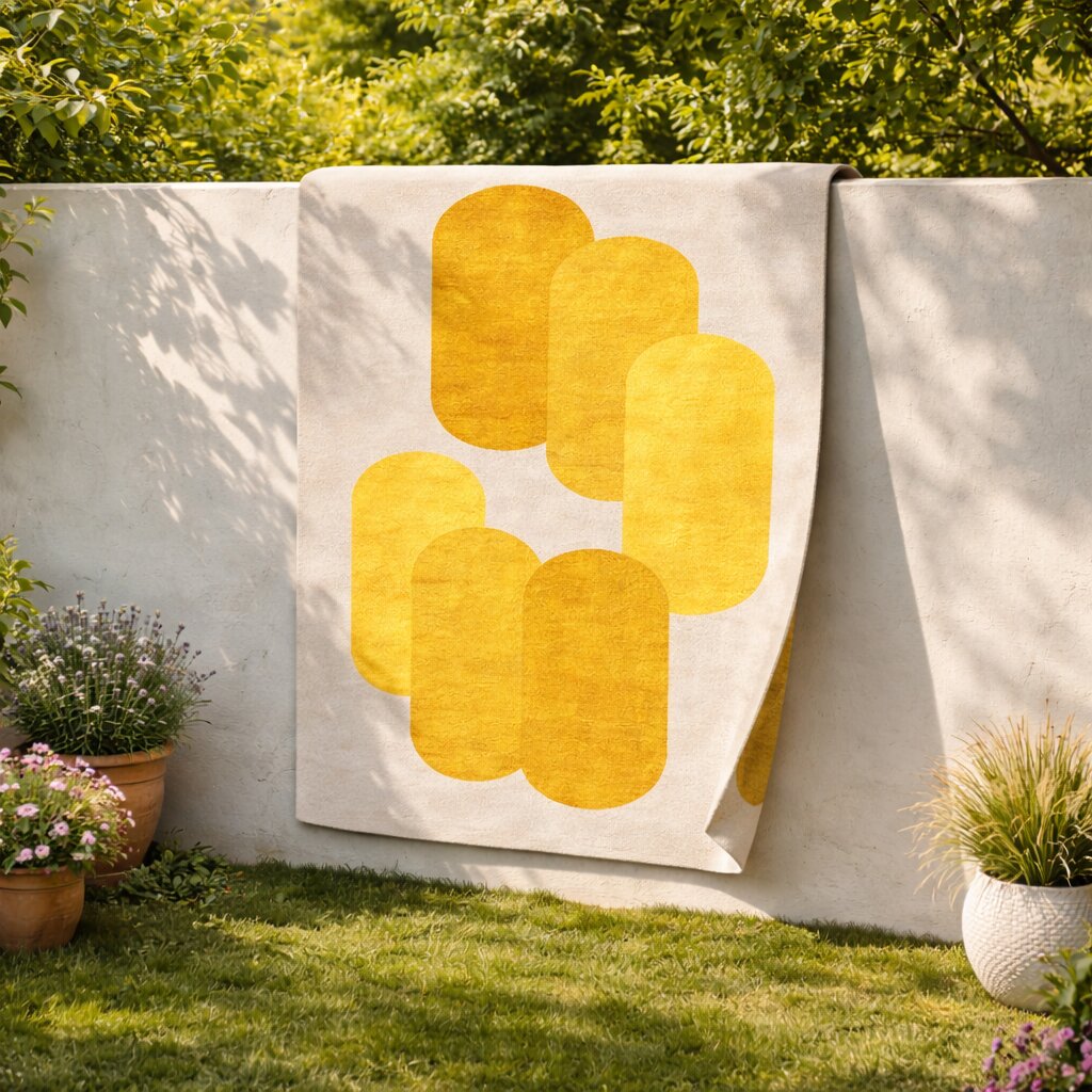 Yellow Geometric Modern Bedroom Rug