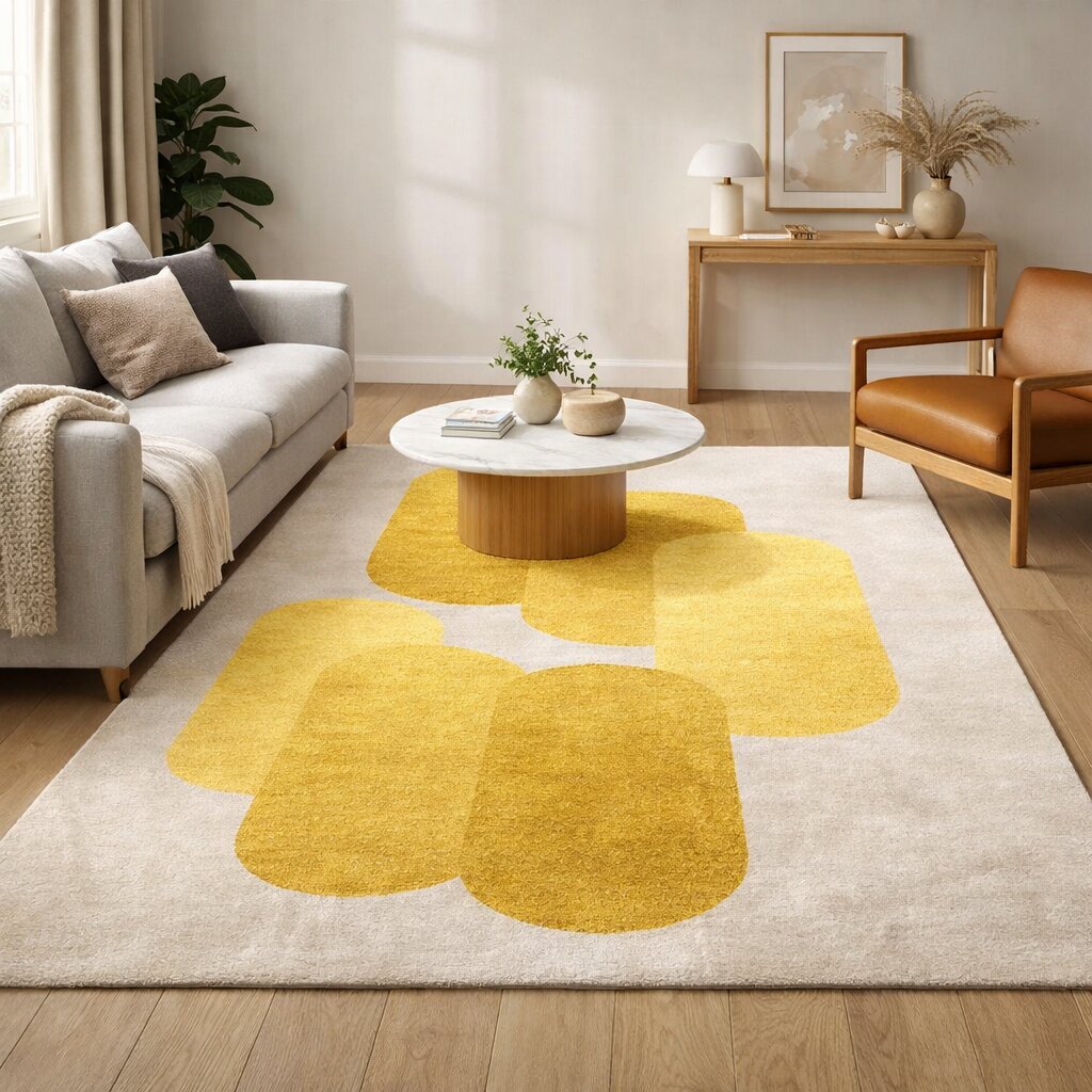 Yellow Geometric Modern Bedroom Rug