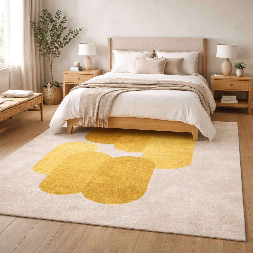 Yellow Geometric Modern Bedroom Rug