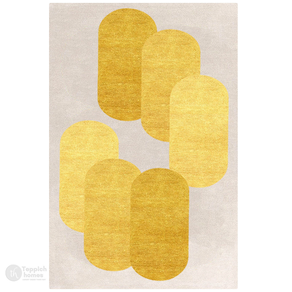 Image of Yellow Geometric Modern Bedroom Rug