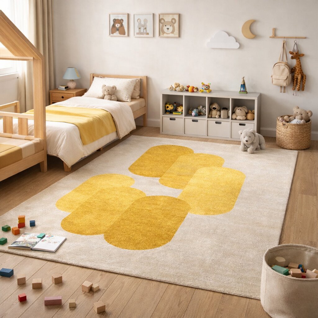 Yellow Geometric Modern Bedroom Rug