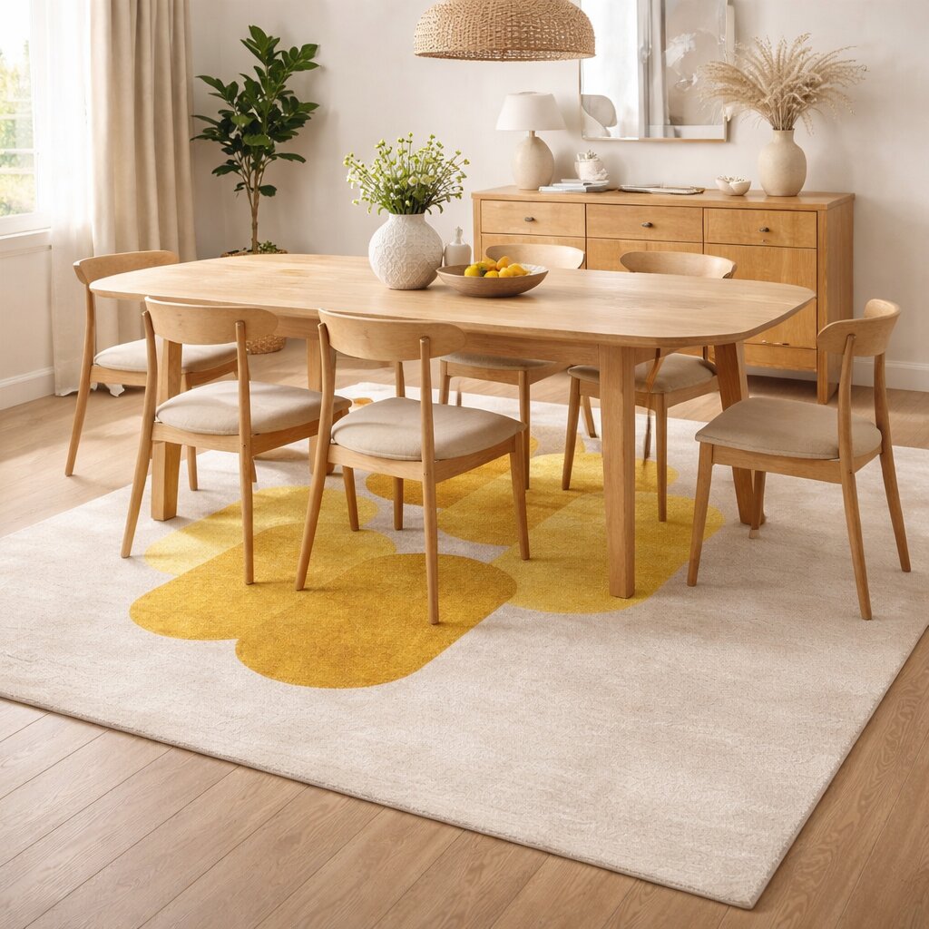 Yellow Geometric Modern Bedroom Rug