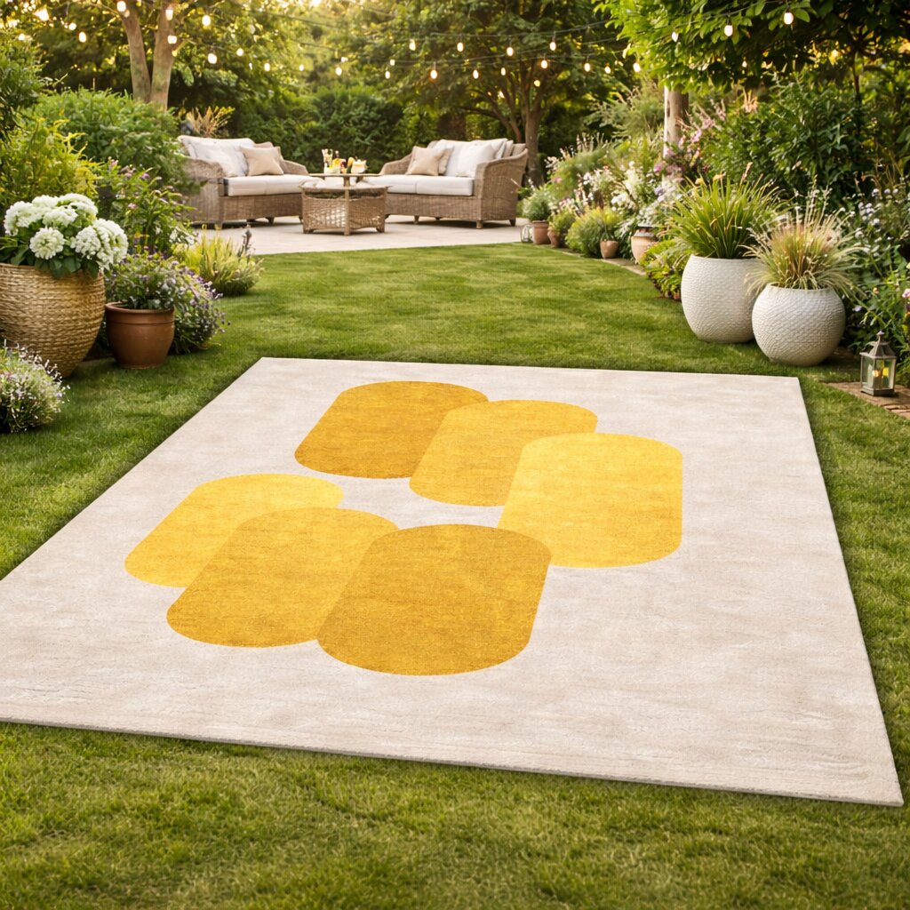 Yellow Geometric Modern Bedroom Rug