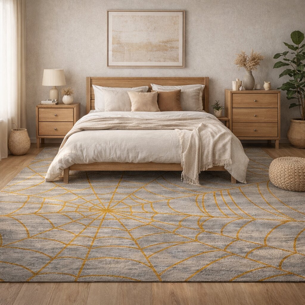 Spider Web Pattern Bedroom Rug