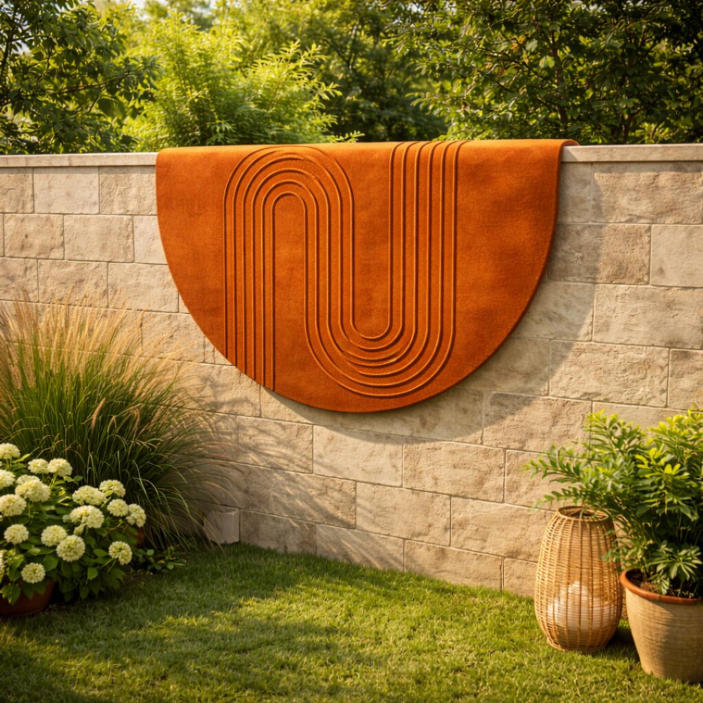 Tufted Terracotta Round Rug for Bedroom and Living Space