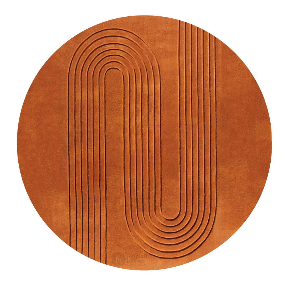 Image of Tufted Terracotta Round Rug for Bedroom and Living Space