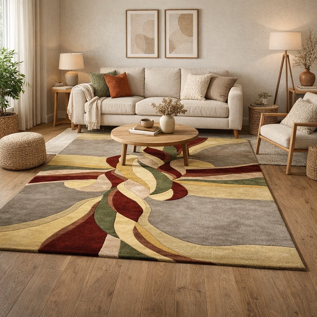 Art Deco Twisted Ribbon Wool Rug