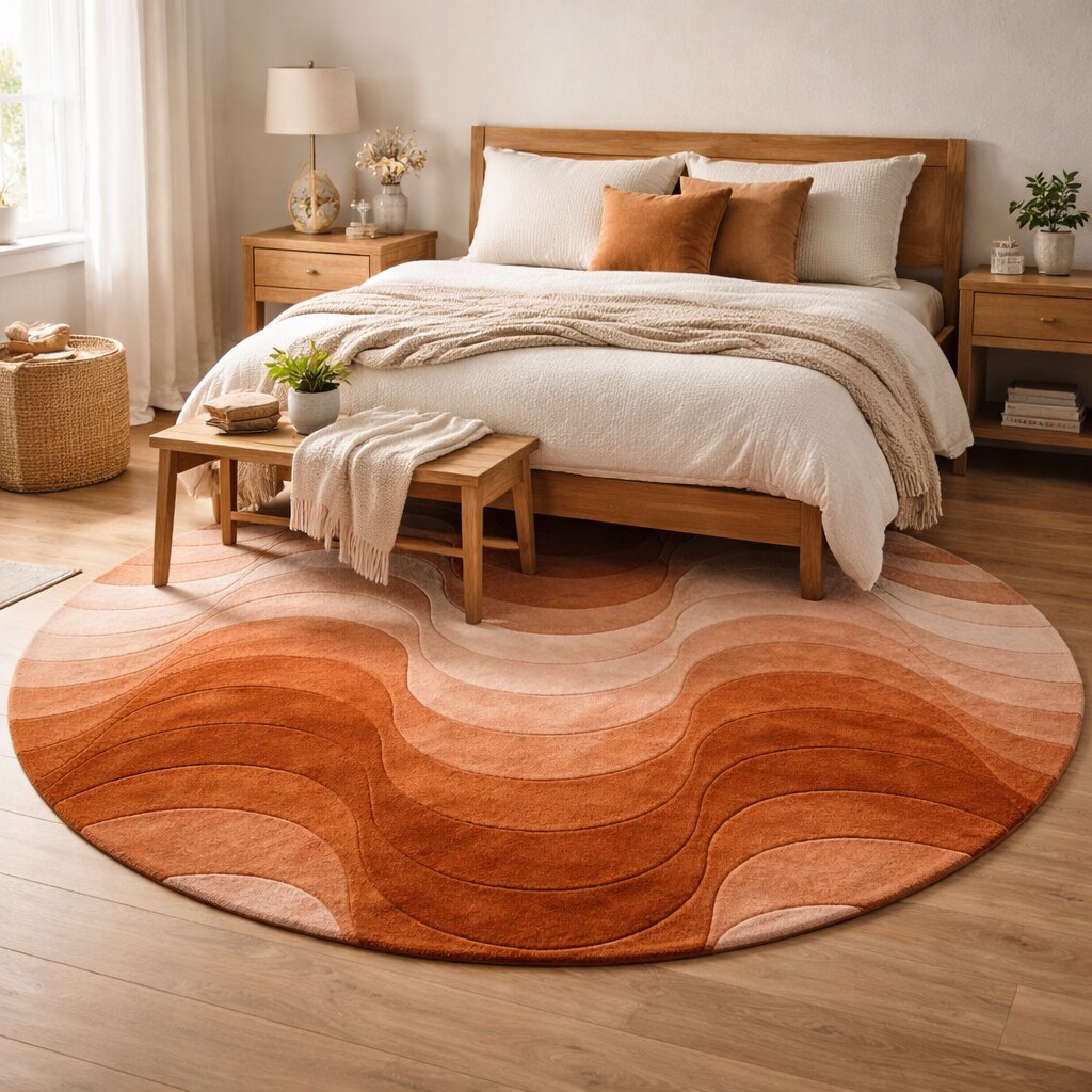 Hand Tufted Bronze Rug  Radiant Alluring Round Shape Rug