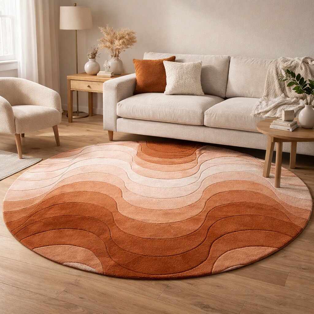 Hand Tufted Bronze Rug  Radiant Alluring Round Shape Rug