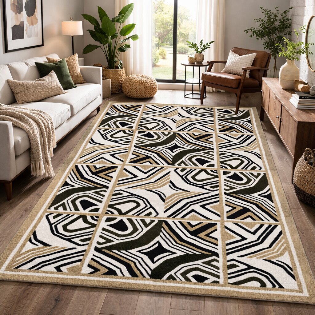 Modern Abstract Grid Hand Tufted Area Rug