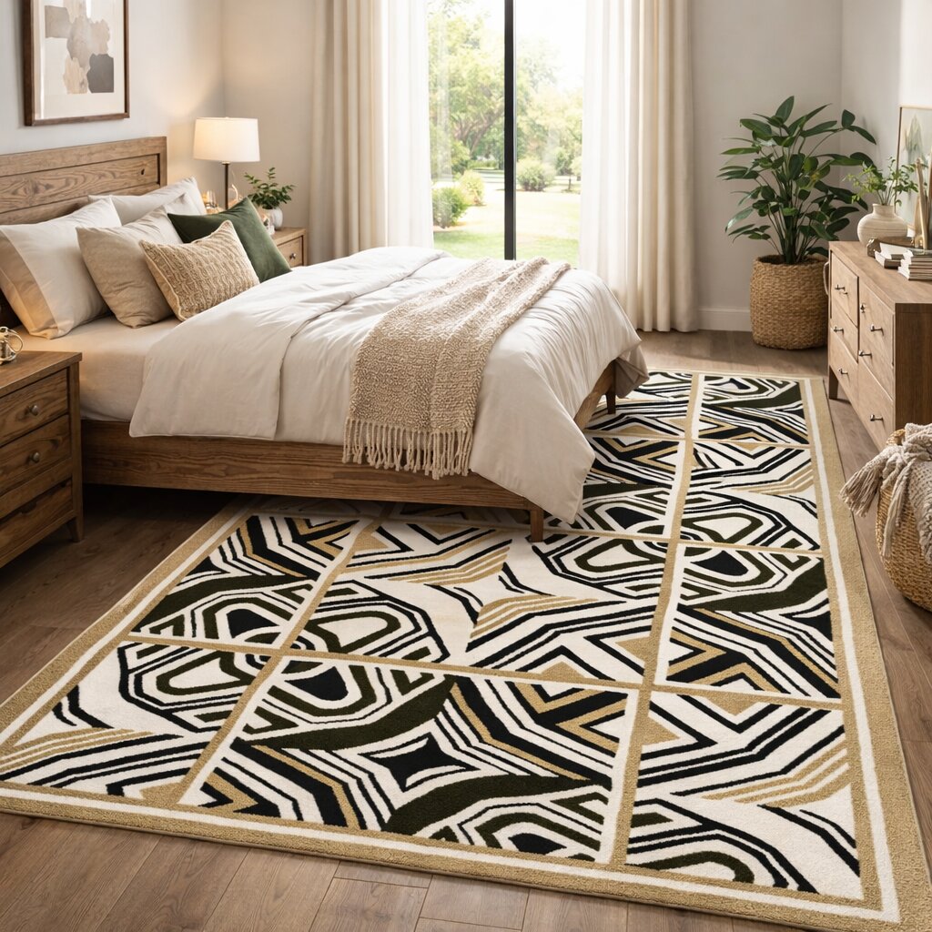 Modern Abstract Grid Hand Tufted Area Rug