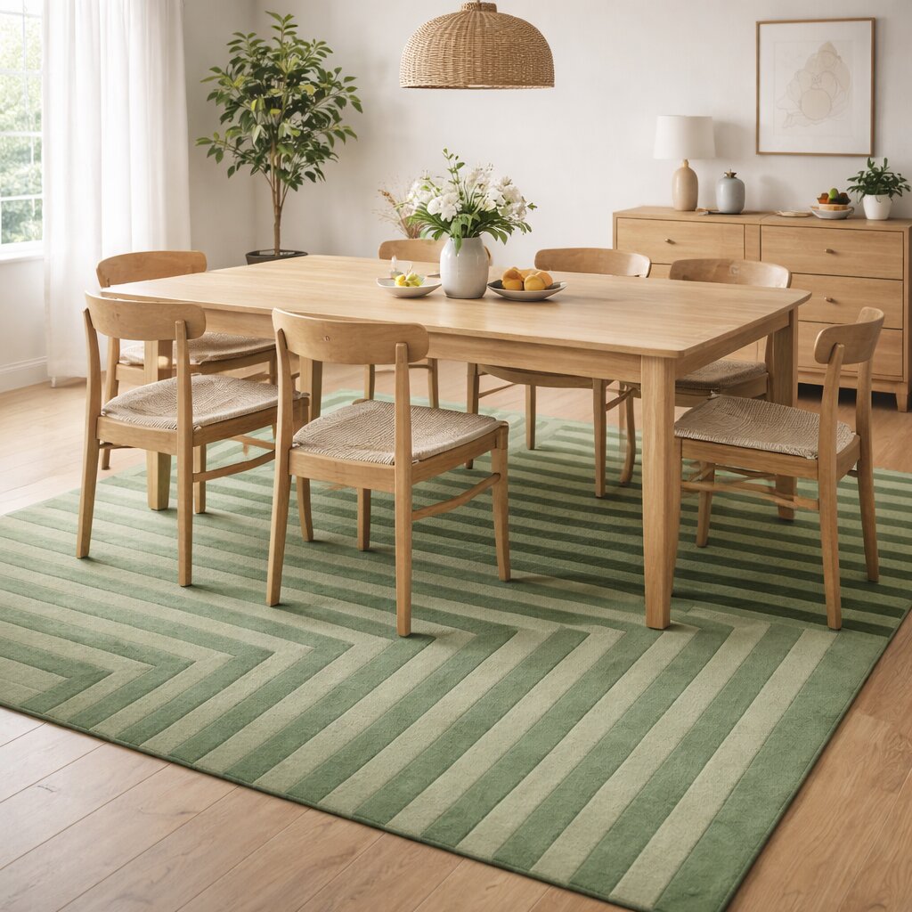 Contemporary Striped Green Rug