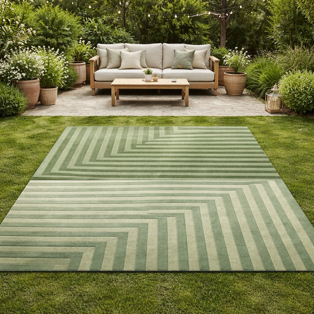 Contemporary Striped Green Rug