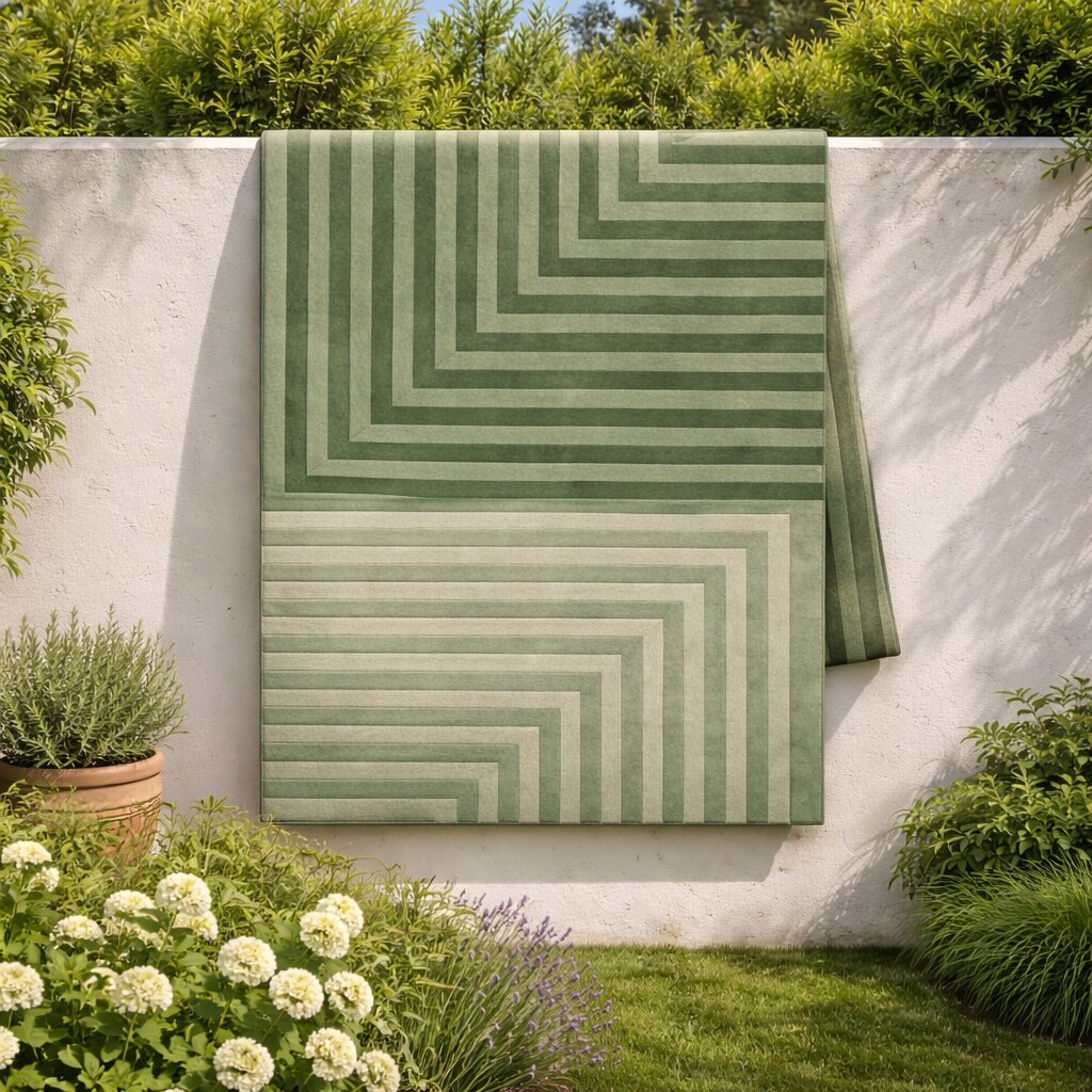 Contemporary Striped Green Rug