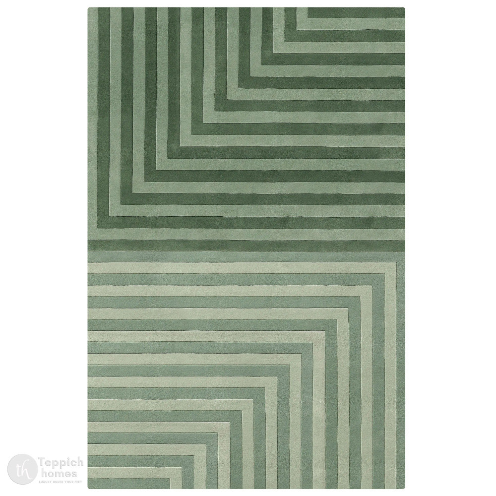 Image of Contemporary Striped Green Rug
