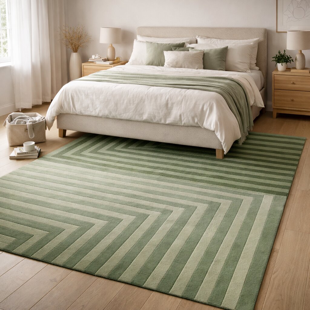 Contemporary Striped Green Rug