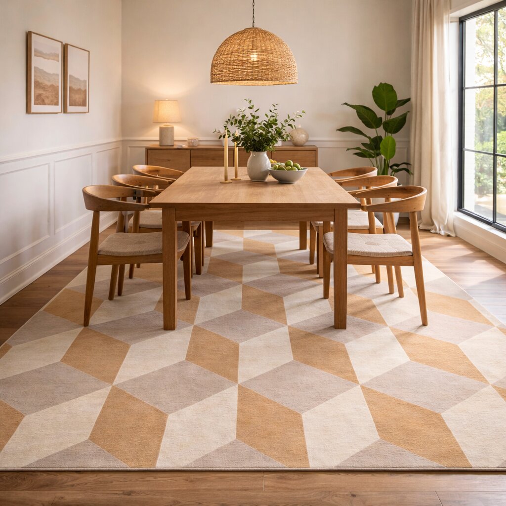 3D Cube Optical Illusion Living Room Rug