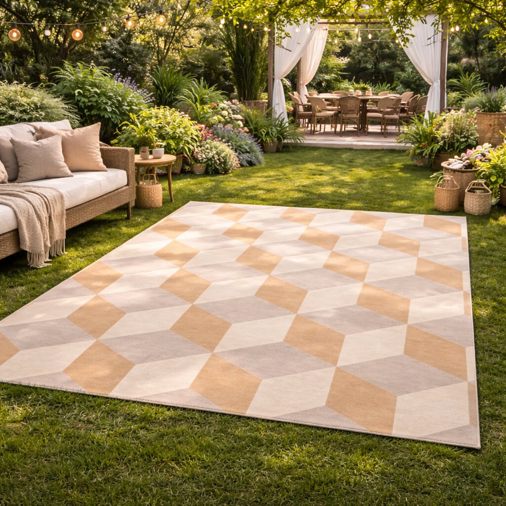 3D Cube Optical Illusion Living Room Rug