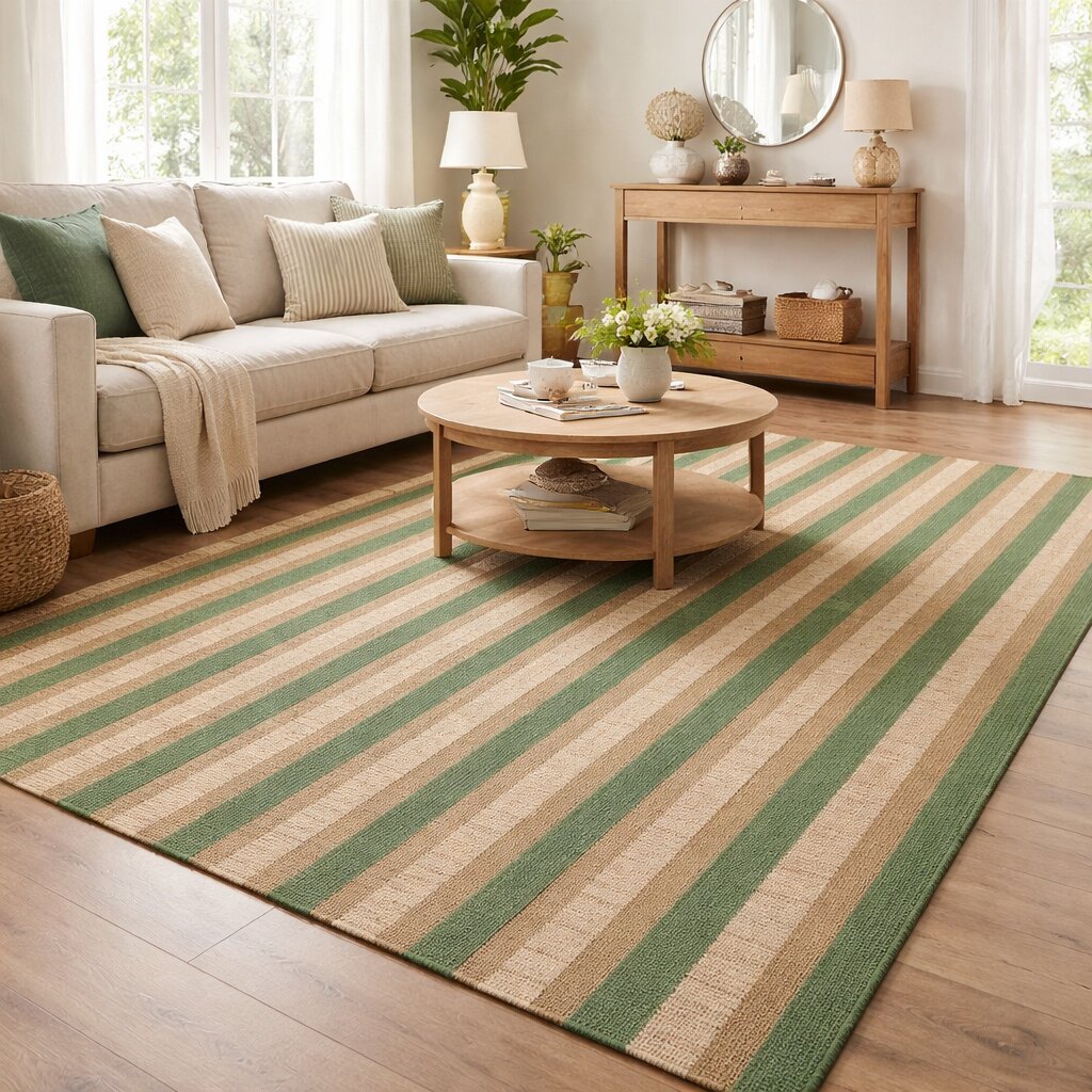 Earth Tone Striped Bedroom Rug
