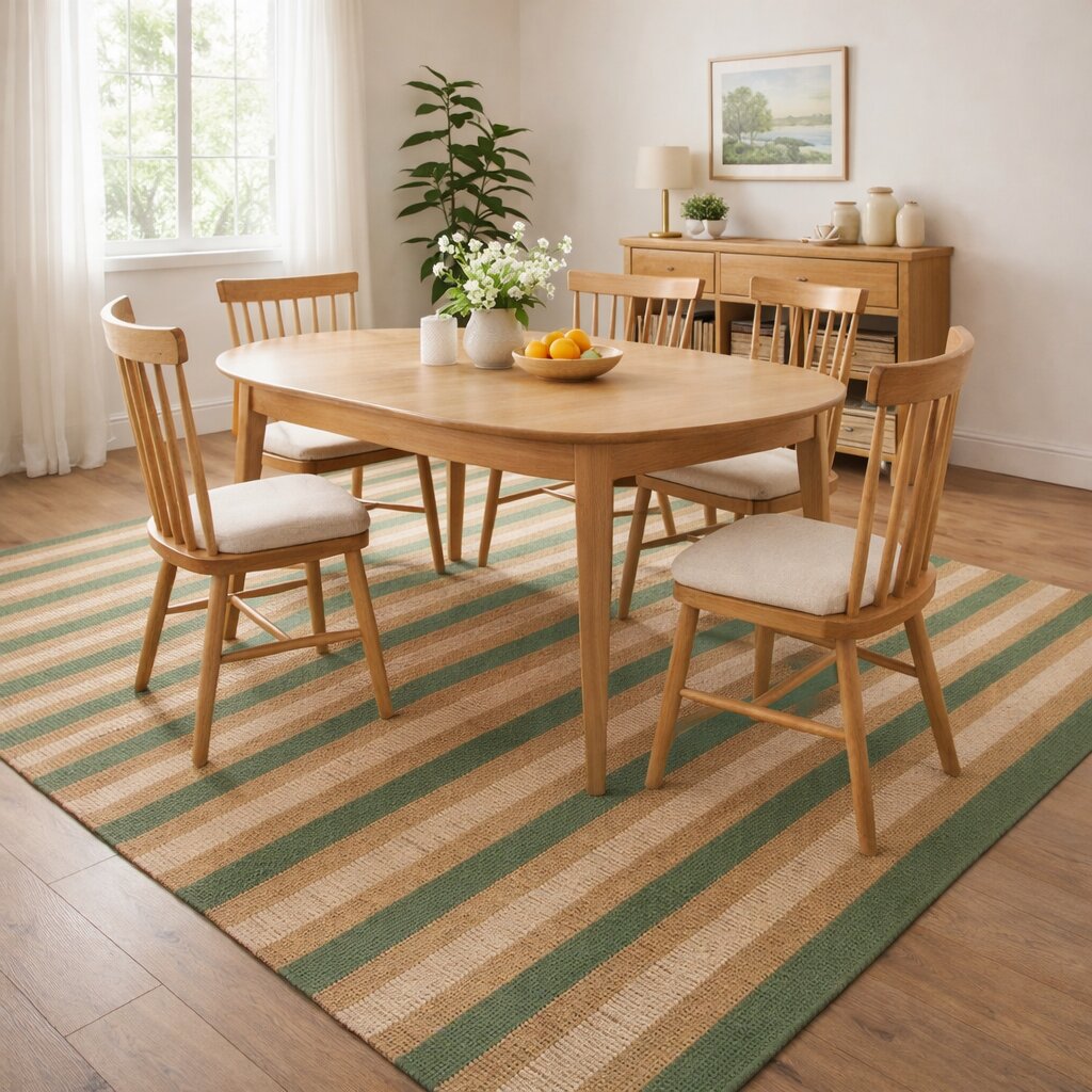 Earth Tone Striped Bedroom Rug