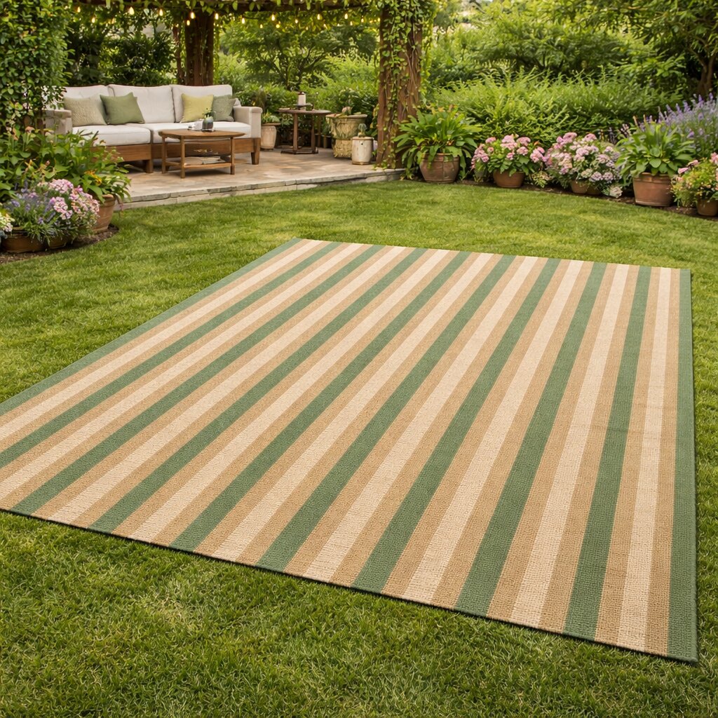 Earth Tone Striped Bedroom Rug