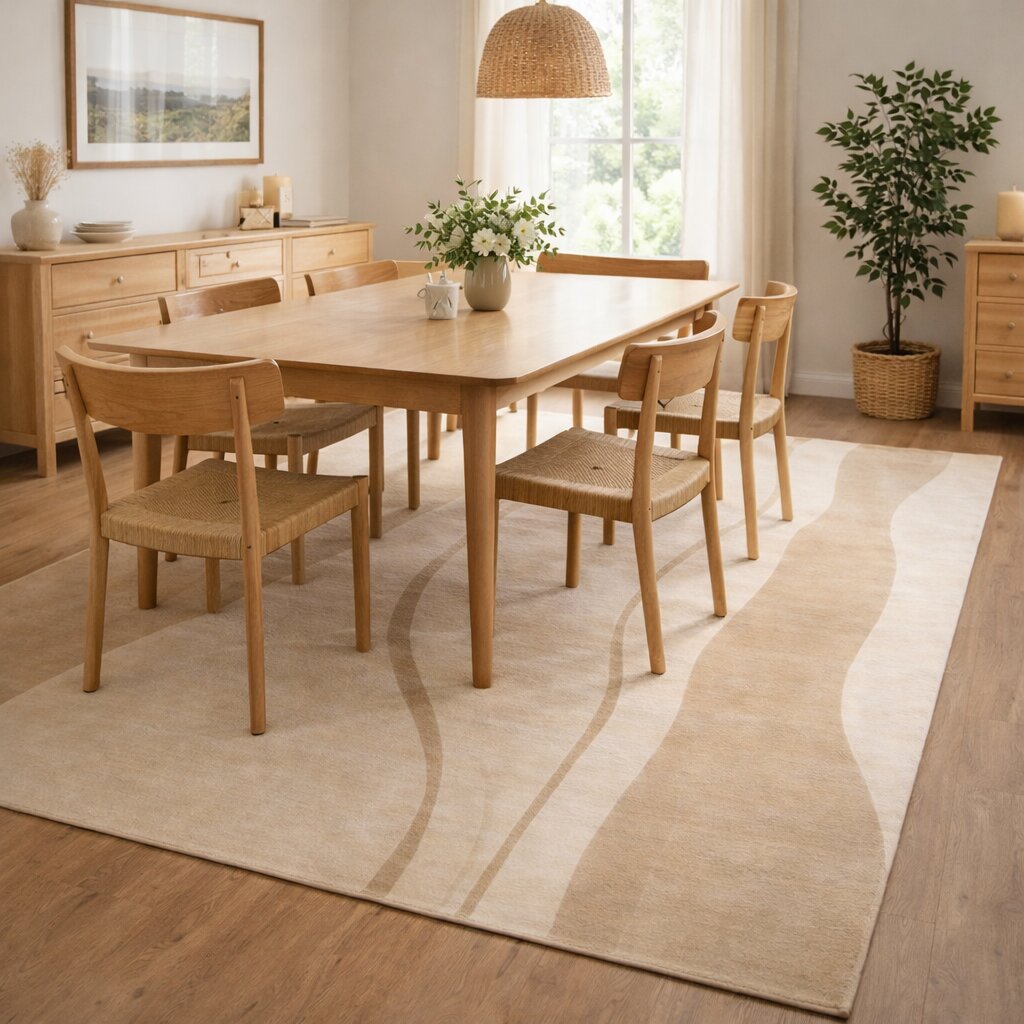 Modern Wavy Beige Area Rug