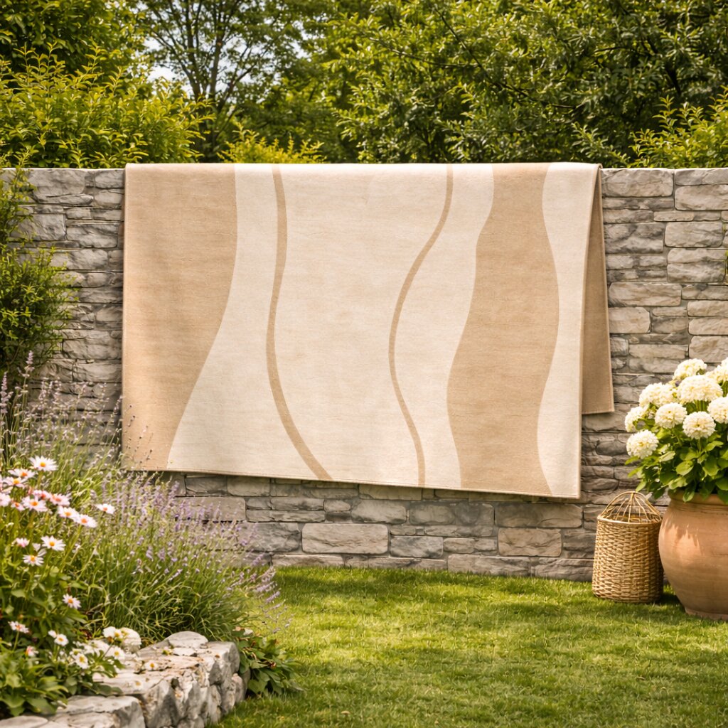 Modern Wavy Beige Area Rug